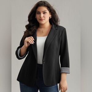 Bloomchic Collared Blazer Black